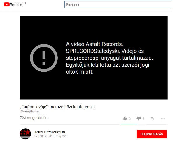 A Youtube letiltotta Schmidt Mária konferenciájának közvetítését