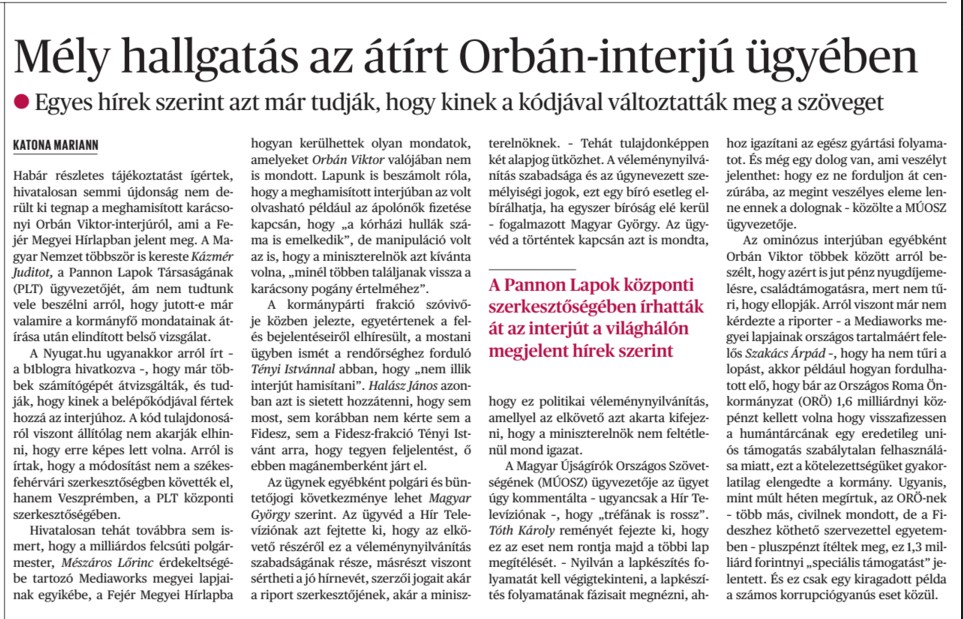 Az Orbán-interjú és az igazság